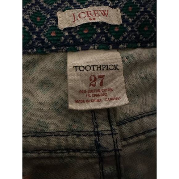 J.Crew Toothpick Corduroy Diamond Printed Pants, Skinny Ankle, Size 27 - Picture 4 of 4